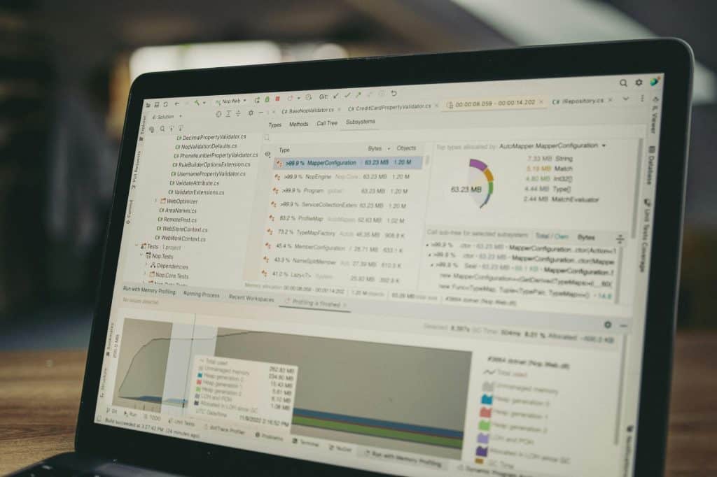 Laptop's screen displaying a data analysis tool